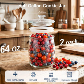 Folinstall half-gallon glass storage jar ideal for bulk ingredients and display.