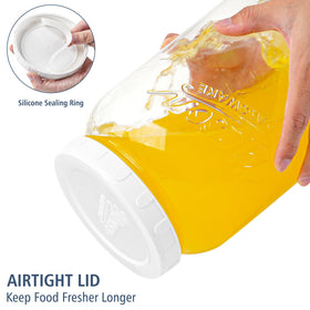 Folinstall jar suitable for kombucha starter or sourdough culture storage.