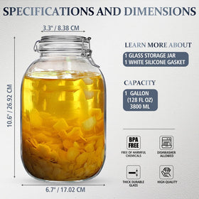 Folinstall pickling eggs and sun tea jar showing 128oz capacity for bulk batches.