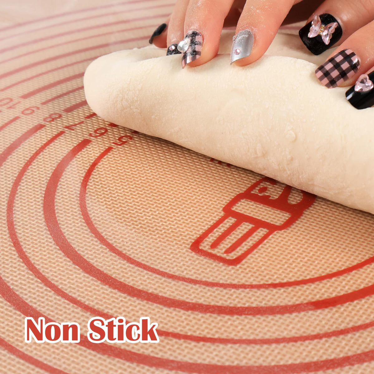 Folksy Super Kitchen mat with non-slip back keeps dough from moving.