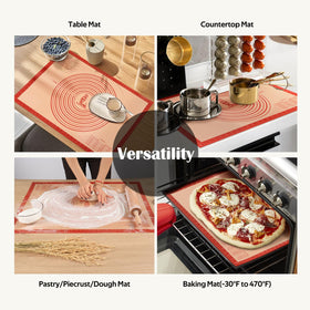 Versatile pastry mat doubles as oven liner and table mat
