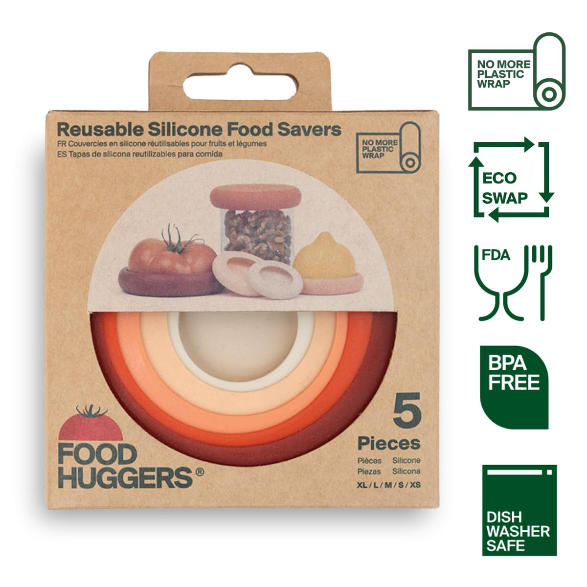 Food Huggers onion sleeve extends freshness and reduces browning after cutting.