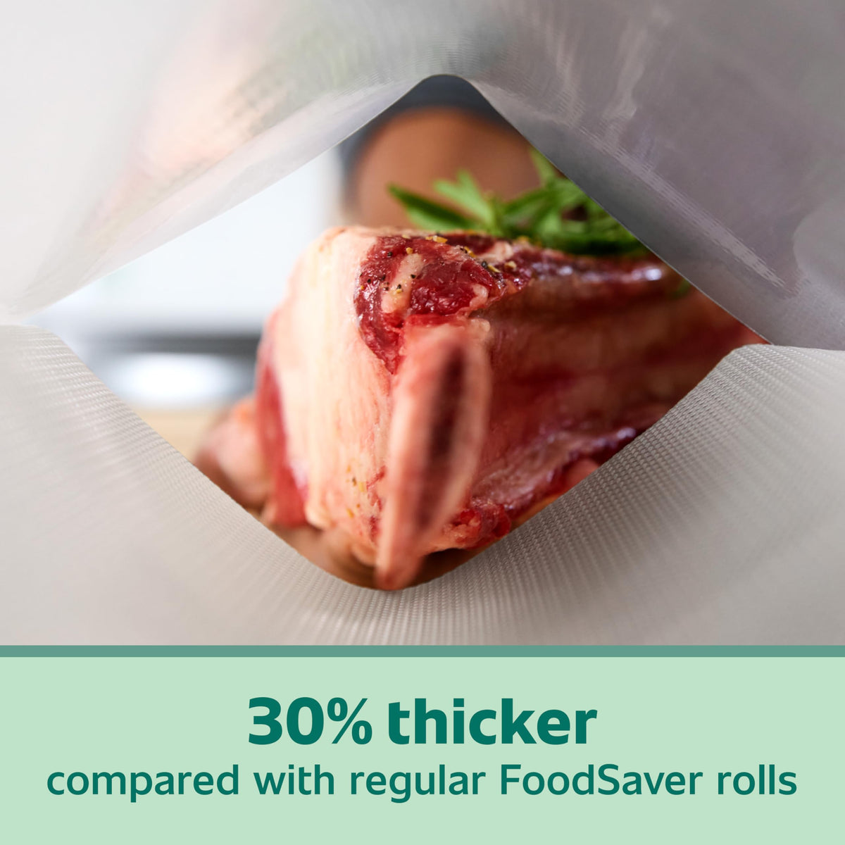 FoodSaver 8x20 roll in box, 6-pack for organized freezer storage.