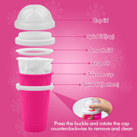 Detachable 2-in-1 spoon and straw design on the Fopudy slushie cup.