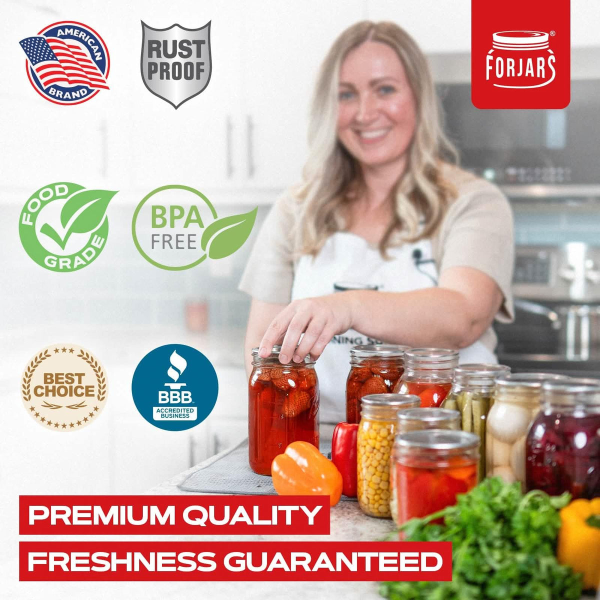 FORJARS rustproof metal lids offer durable, reliable canning performance