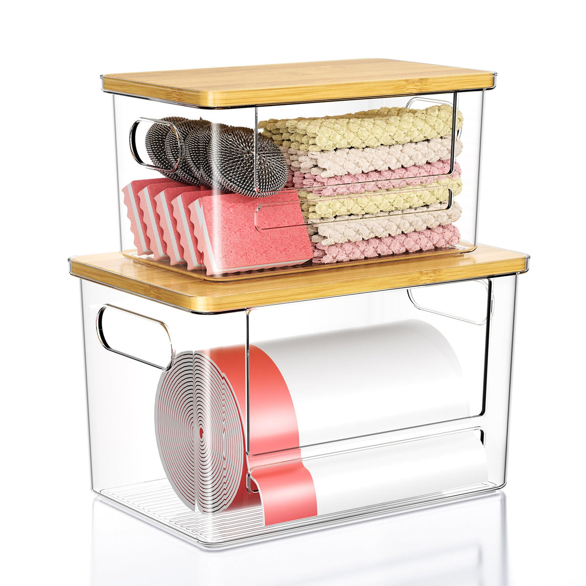 Foroyalife Trash Bag Dispenser 2-Pack front view shows compact space-saving design.