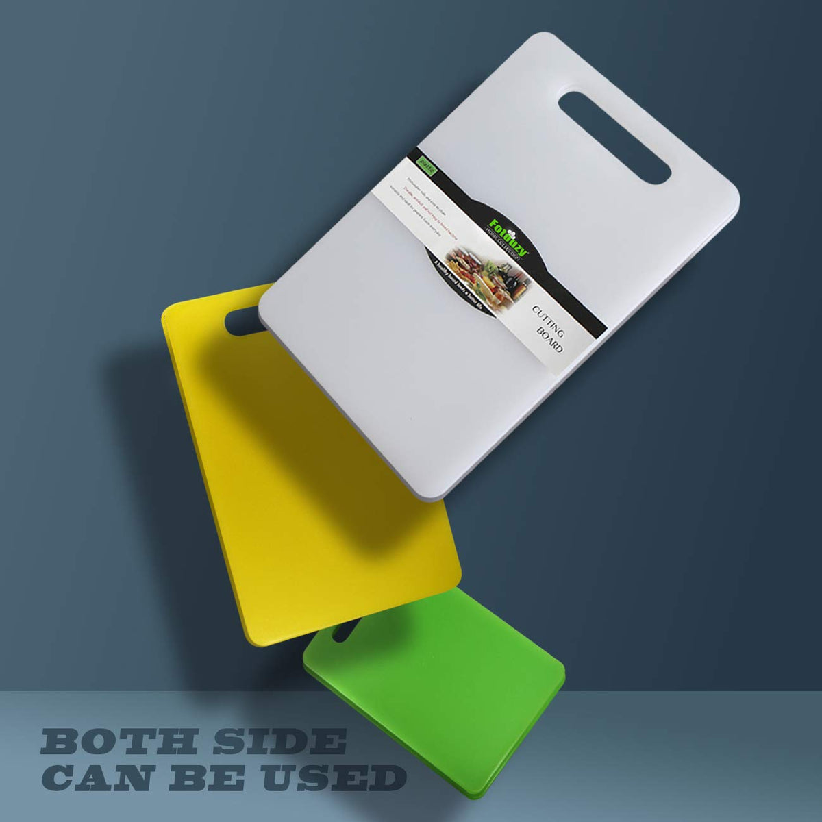 Fotouzy cutting board non-porous polypropylene, odor resistant and durable.
