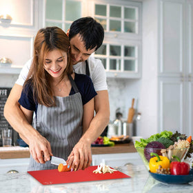 Fotouzy mats feature anti-skid texture for stable surface on slick counters.