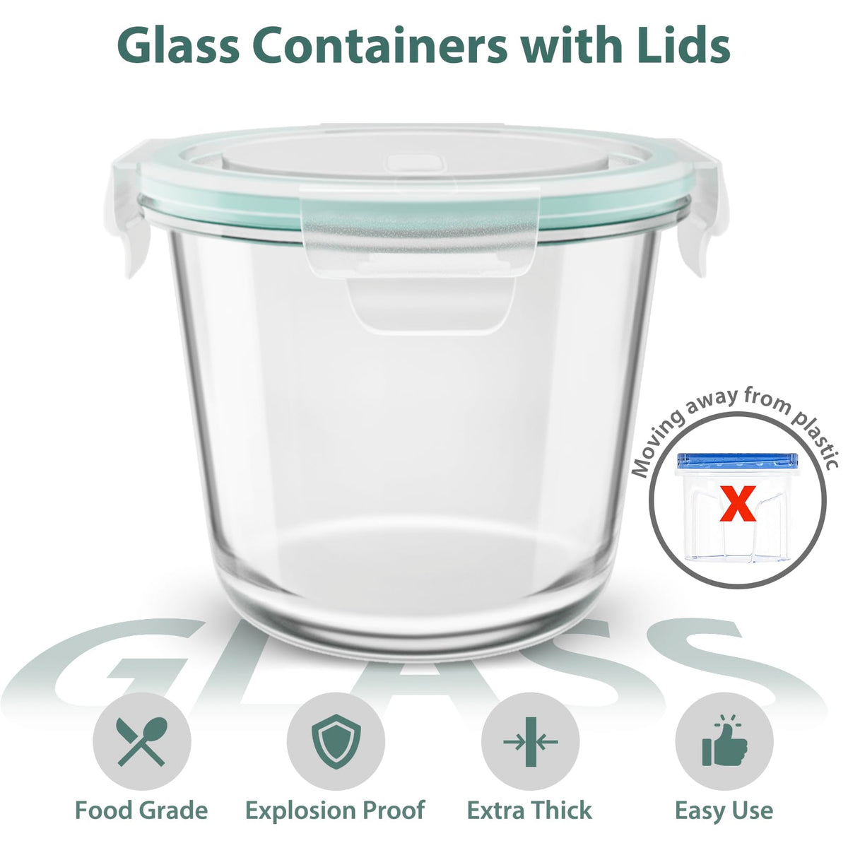 Freshmage 23oz glass container with airtight seal for fresh leftovers and meal prep