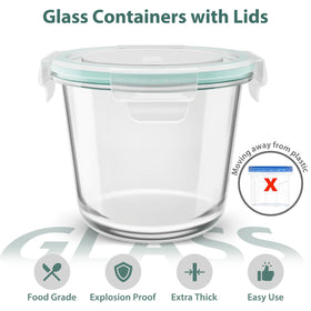 Freshmage 23oz glass container with airtight seal for fresh leftovers and meal prep