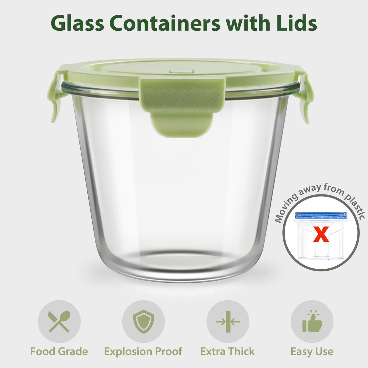 Freshmage 3-cup glass container with lid demonstrates airtight, leakproof design for meals.