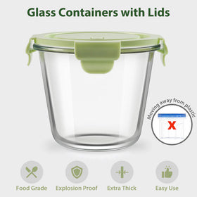 Freshmage 3-cup glass container with lid demonstrates airtight, leakproof design for meals.