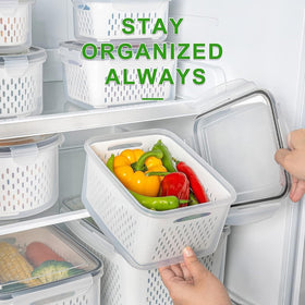 Freshmage fridge organizers in a medium size ready for citrus, apples, and other produce.