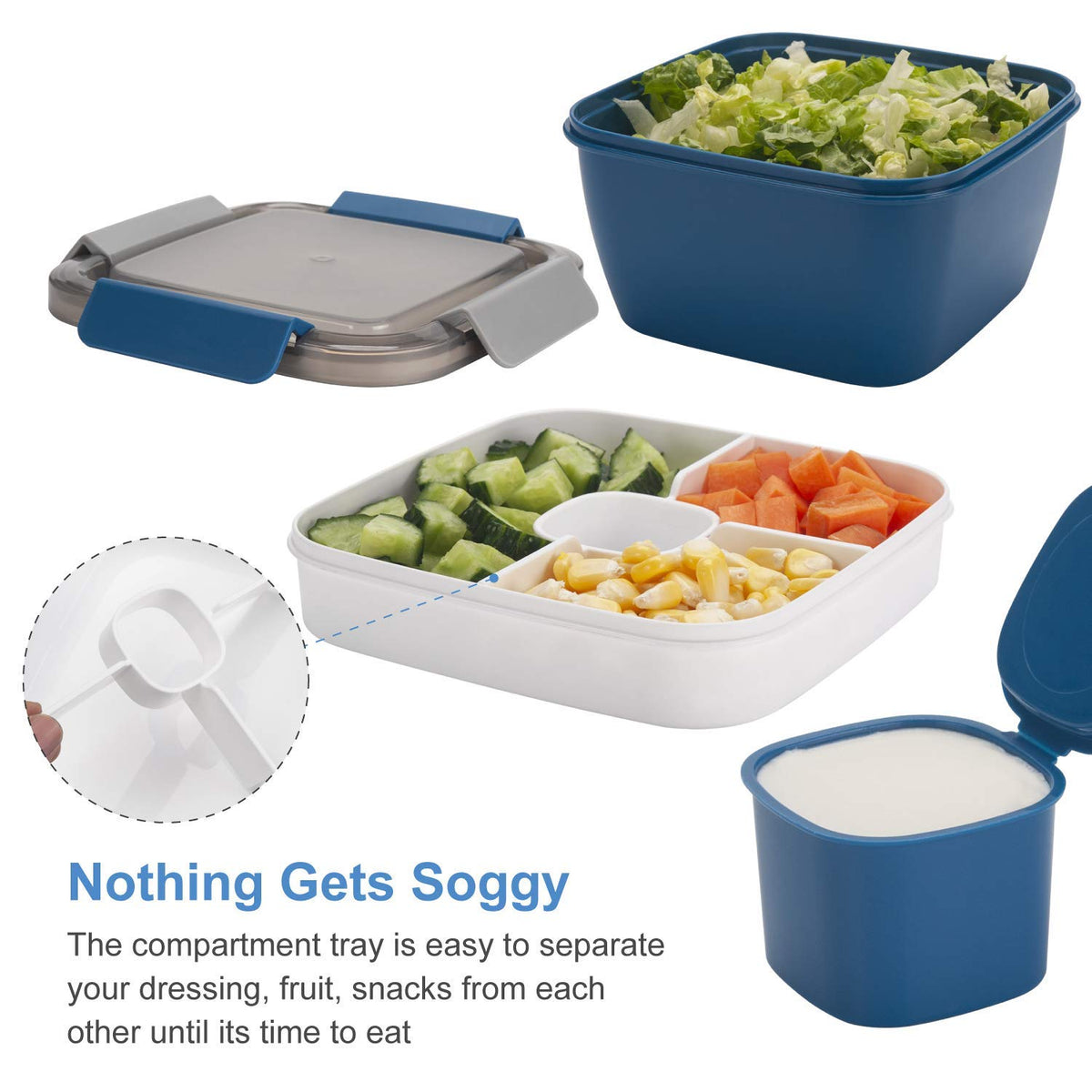Freshmage leak-proof lid design ensures tight seal to prevent leaks during transport.