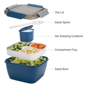 Freshmage sauce-compartment stores dressings for easy mixing at lunch.