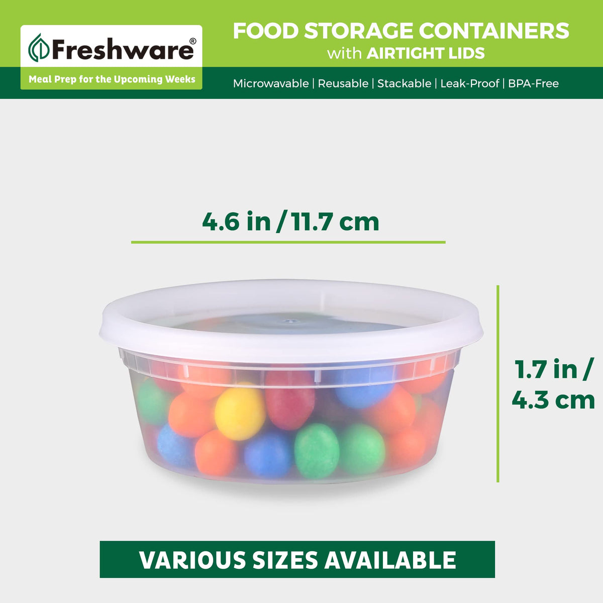 Freshware 240-set 8oz deli container BPA-free and microwave-safe for safe reheating