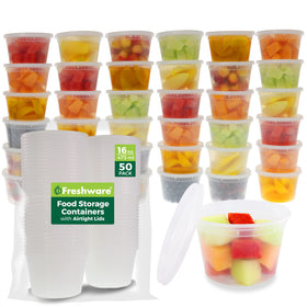 Freshware 50-set 16oz deli container with lid for organized meal prep