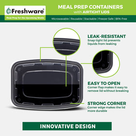 Freshware Bento box lids provide airtight seals for fresh meals on the go.