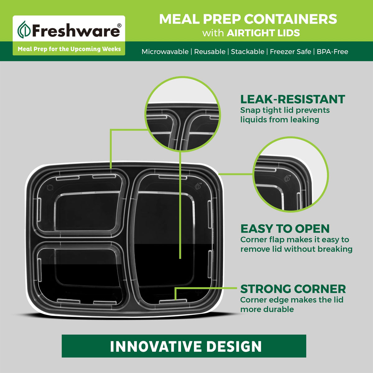 Freshware microwave-safe bento box heats meals quickly
