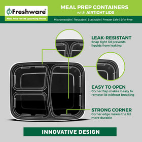 Freshware large and small cavities support varied portions for daily meal prep