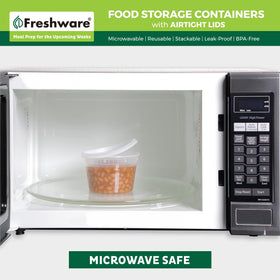 Freshware freezer-safe 12 oz containers maintain freshness from fridge to freezer.