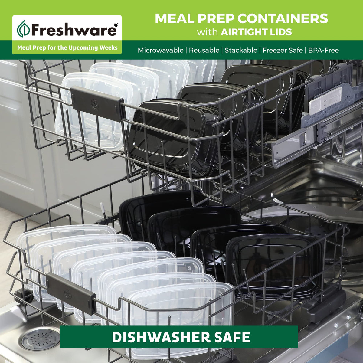 Freshware freezer-safe storage helps you prep ahead and save space.