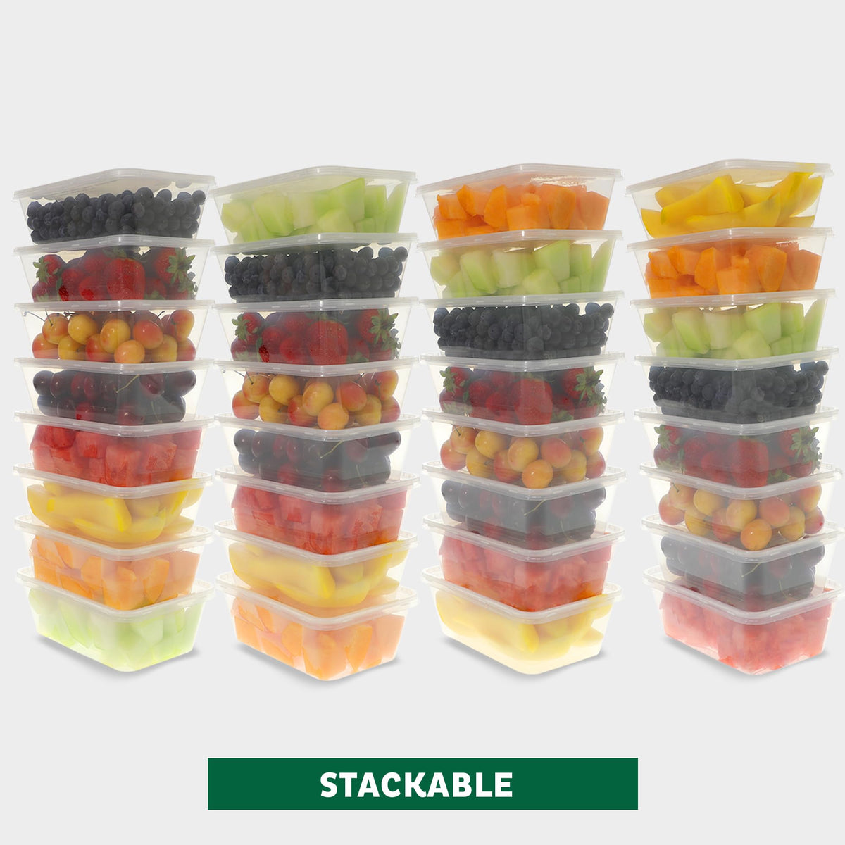 Closeup of Freshware leakproof airtight lids sealing liquids and sauces.