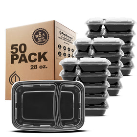 Freshware meal prep containers 50-pack with two compartments and lids for portion control