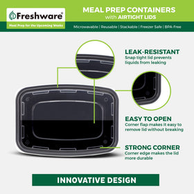 Freshware microwave-safe container enables quick reheating for hot meals.