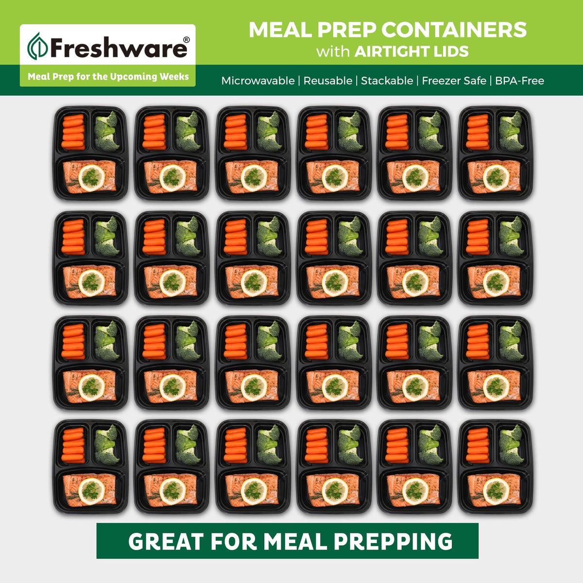 Freshware stackable lunch box design saves space in your fridge or bag
