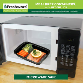 Freshware stackable lunch boxes save space in your fridge and pantry.
