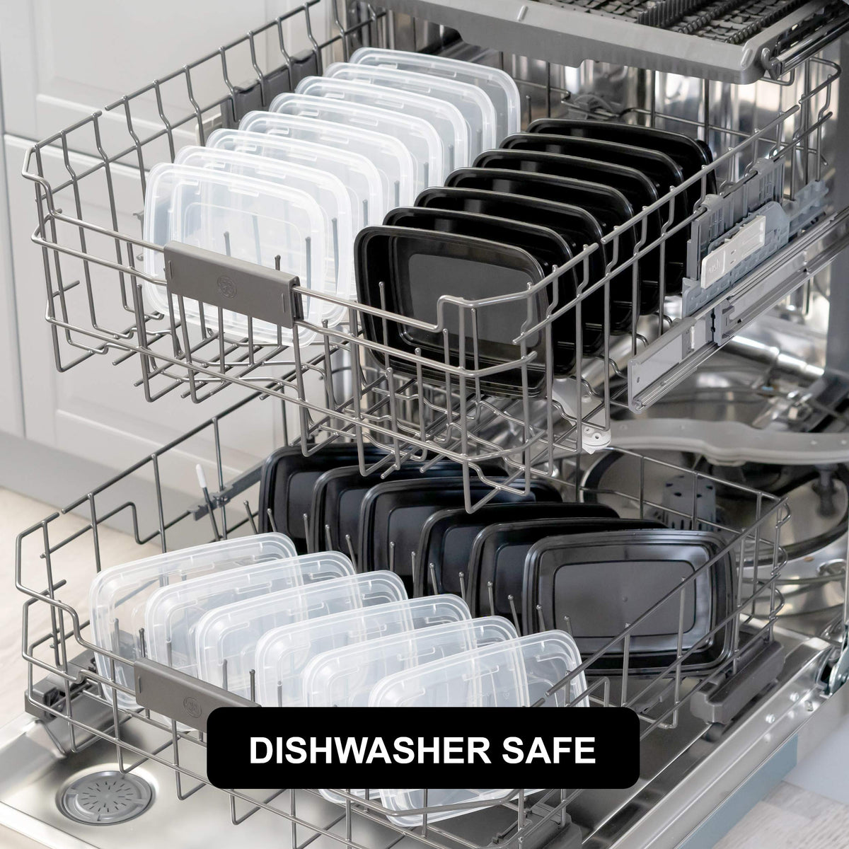 Freshware stackable lunch boxes save cabinet space and simplify packing.