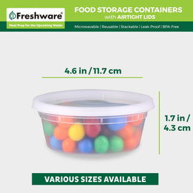 Freshware stackable meal prep containers save fridge space.