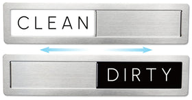 FridayVibez clean/dirty sign on stainless steel shows load status at a glance