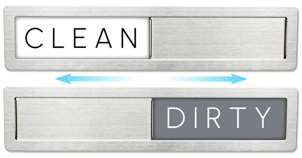 FridayVibez stainless steel dishwasher magnet front view showing Clean/Dirty status for quick checks.