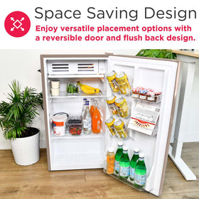 Frigidaire Retro Fridge coral dorm or office use highlighting portability.