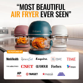 Fritaire Non-Toxic Air Fryer Pro rotisserie basket ready for even roasting.