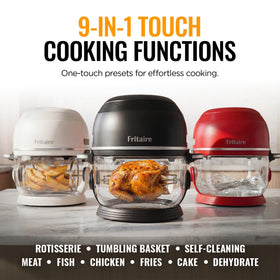 Fritaire Non-Toxic Air Fryer Pro tumbling basket for crispy vegetables.