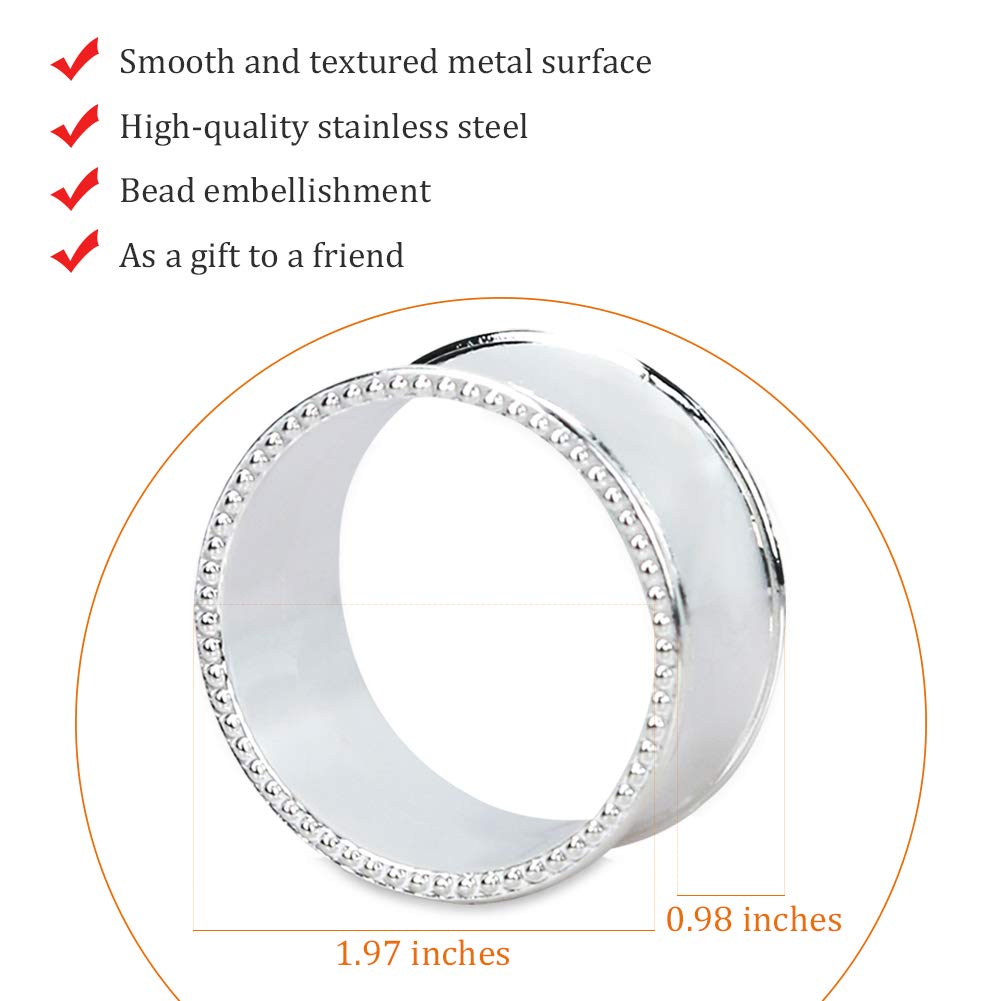Frjjthchy stainless steel napkin ring with bead accent for easy dress-up at meals.