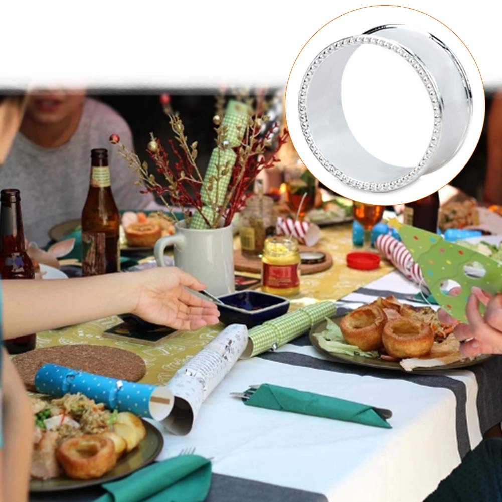 Frjjthchy 12-piece bead side napkin rings neatly arranged for a complete place setting.