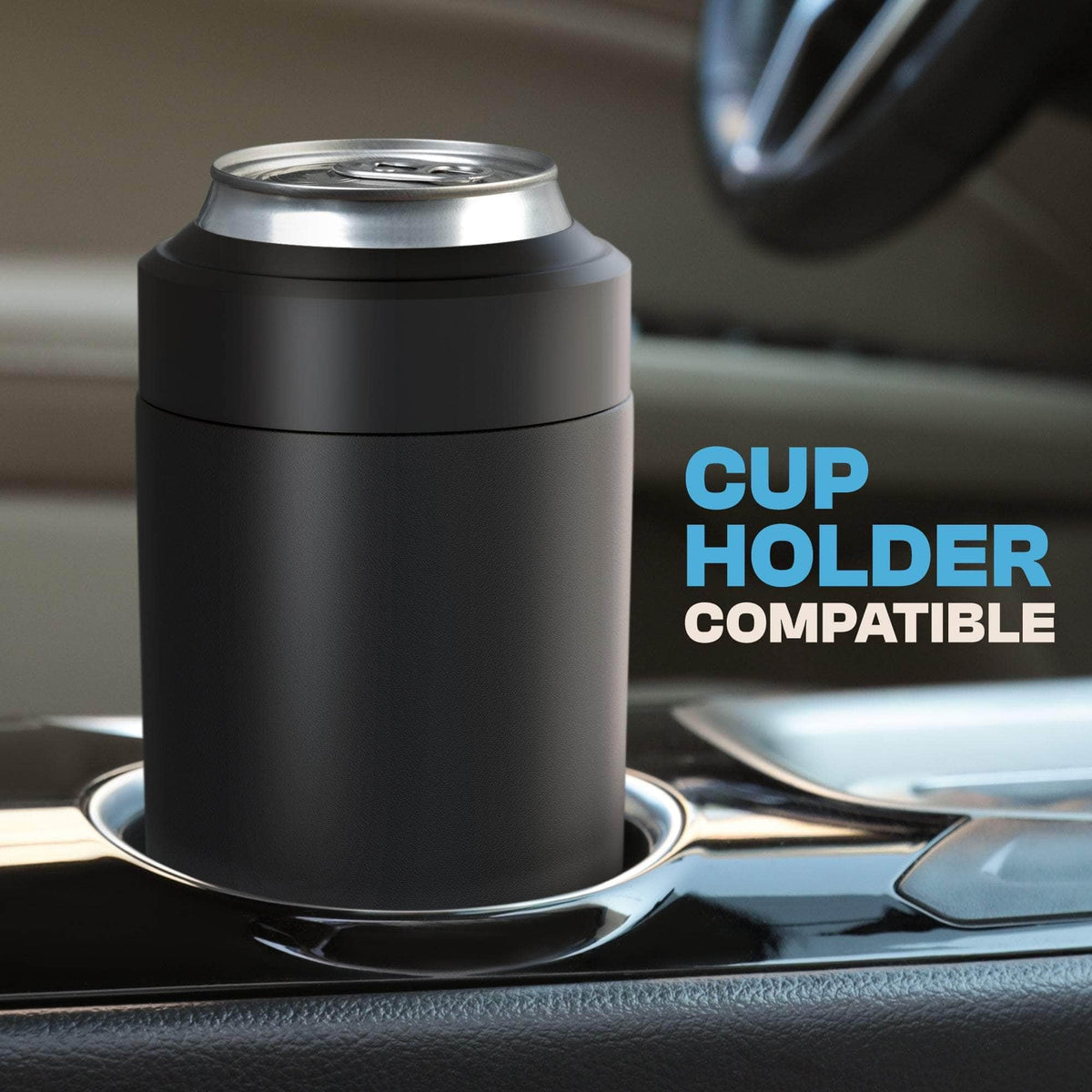 Frost Buddy on-the-go scene with assorted beverages at beach or picnic.