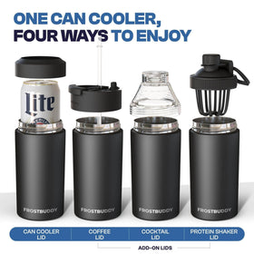 Frost Buddy in-use with 12oz and 16oz formats.