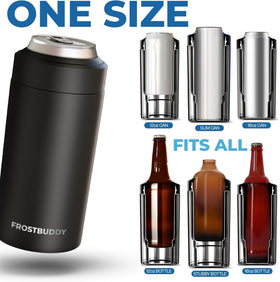 Frost Buddy fits 16oz cans and slim bottles for versatile outdoor use