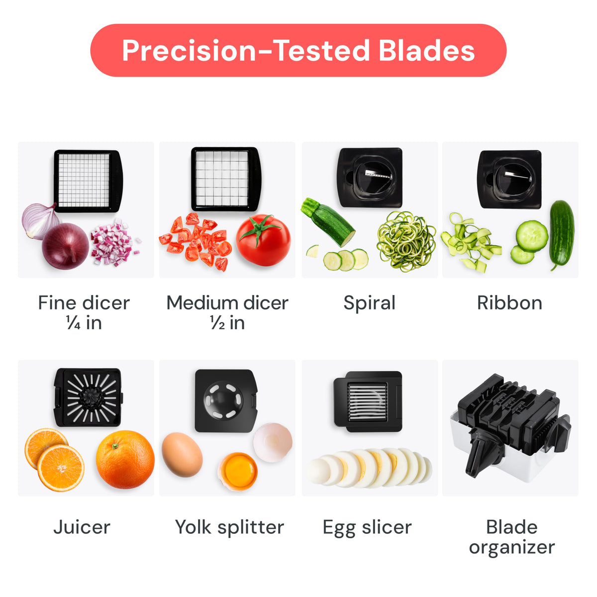 Fullstar soft-grip handle provides comfortable control during chopping.
