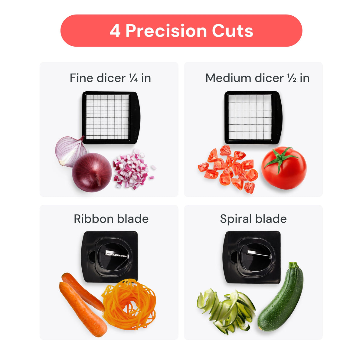 Soft-grip handle on Fullstar chopper for comfortable use during chopping.