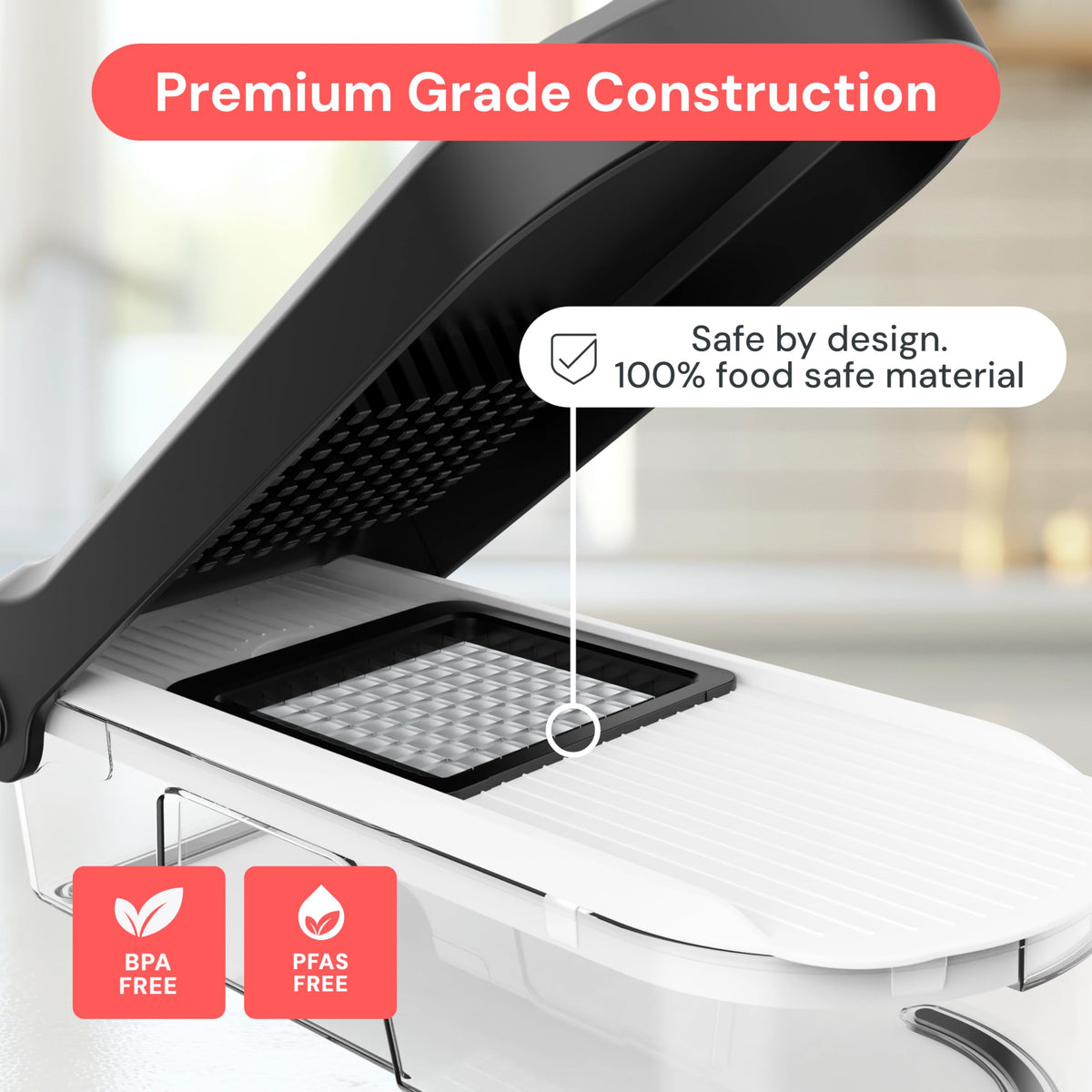 Fullstar protective finger guard keeps fingers safe during slicing tasks.