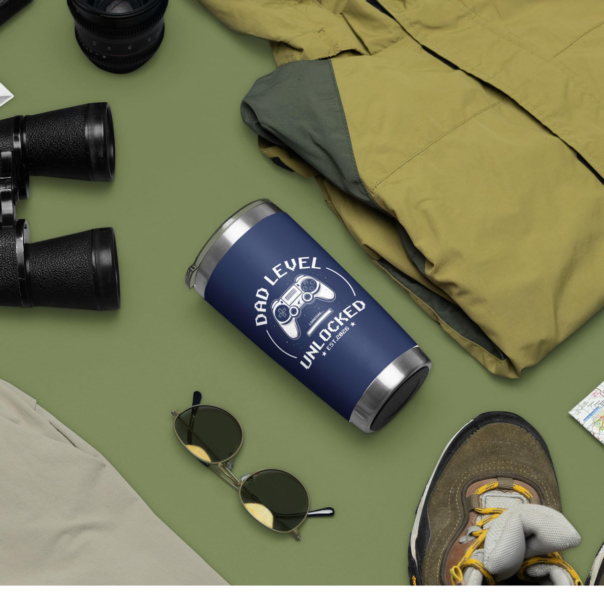 FUNITZ Promoted to Dad 2026 tumbler close-up of durable stainless steel.