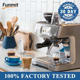 Kitchen counter showing espresso with Funmit filter installation on Breville