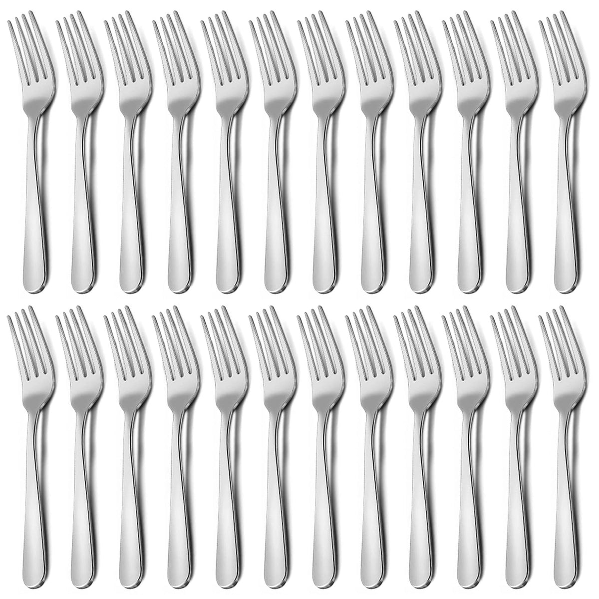 Funnydin 24-piece dinner forks set, stainless steel, durable daily use for family meals