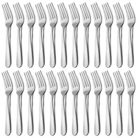 Funnydin 24-piece dinner forks set, stainless steel, durable daily use for family meals